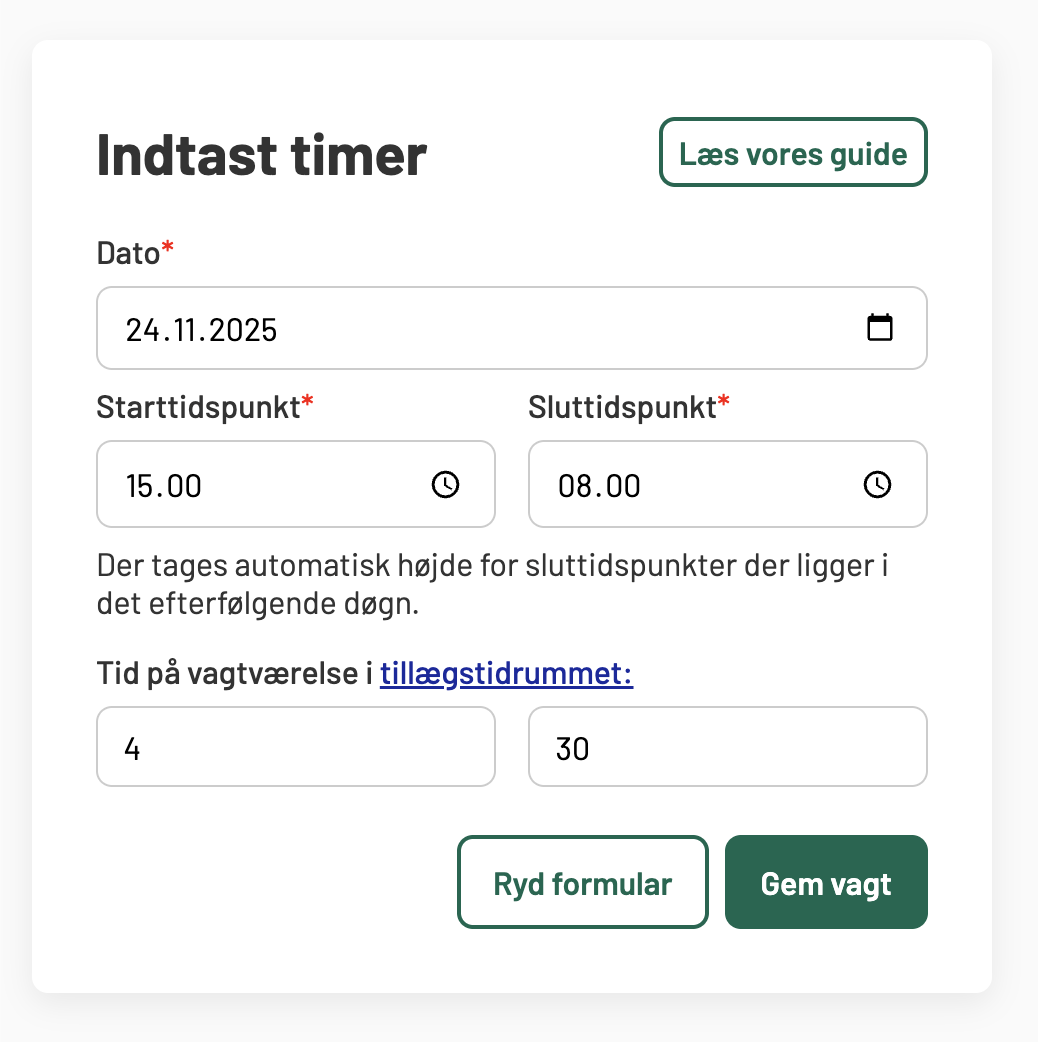 udfyldt vagtformular